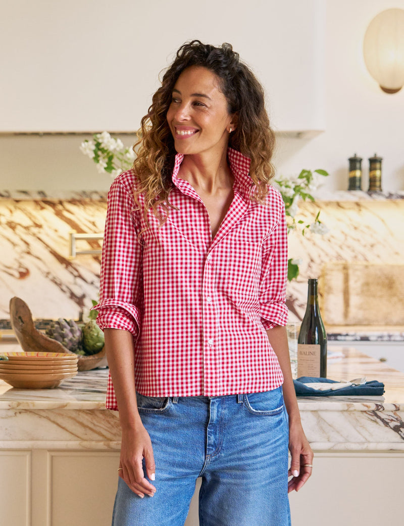 SILVIO Red Gingham, Italian Cotton