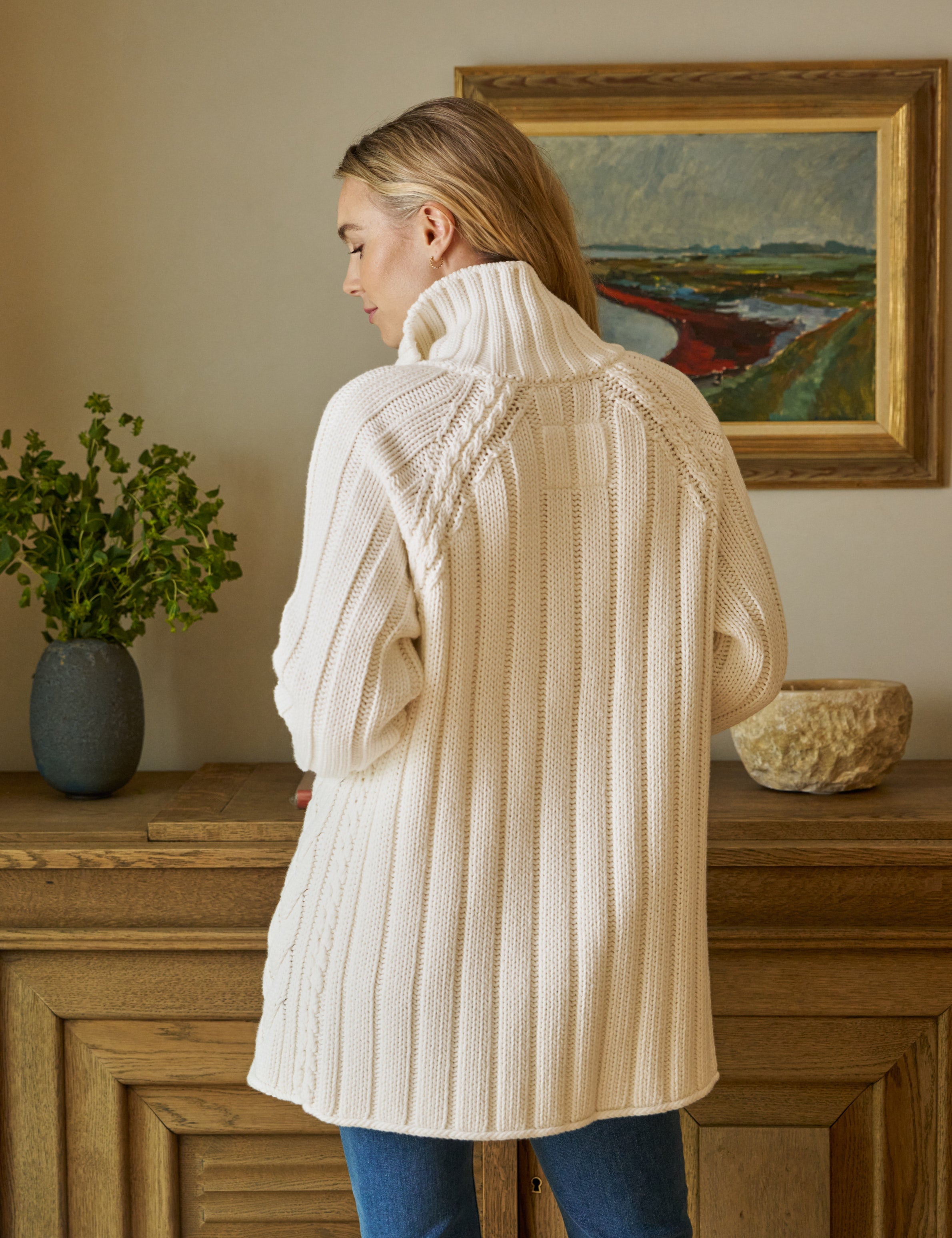Cotswolds, Cable Knit Cardigan, White – ReLoved by Frank & Eileen