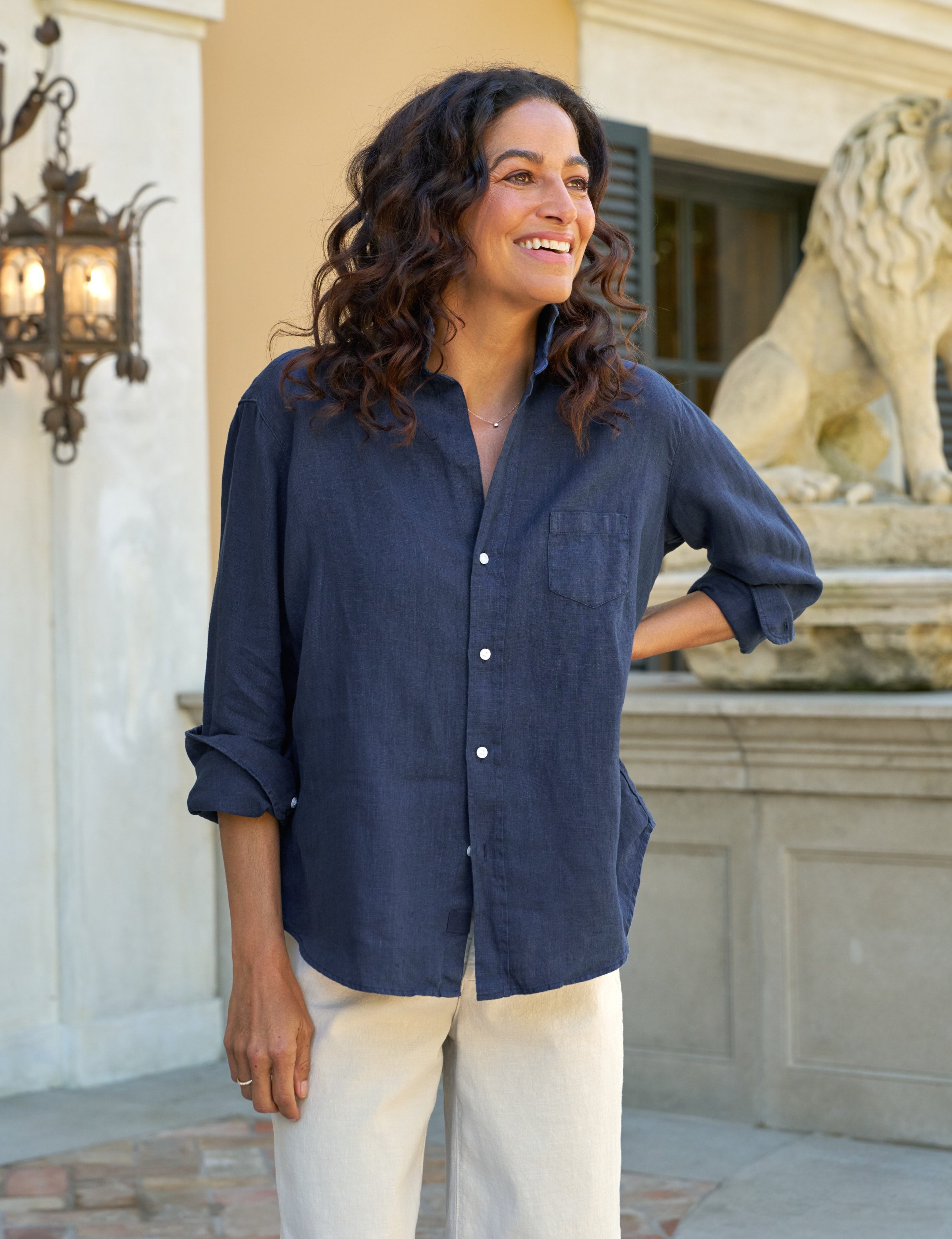 Eileen, Relaxed Button-Up Shirt, Navy – ReLoved by Frank & Eileen