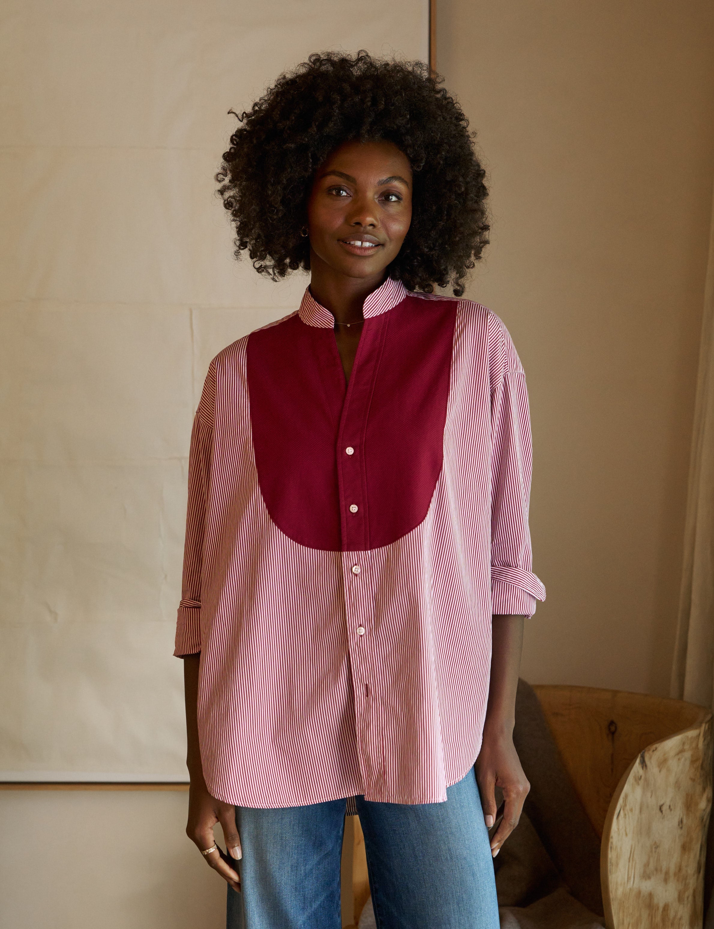 Victoria, Italian Tuxedo Shirt, Red Stripe – ReLoved by Frank & Eileen