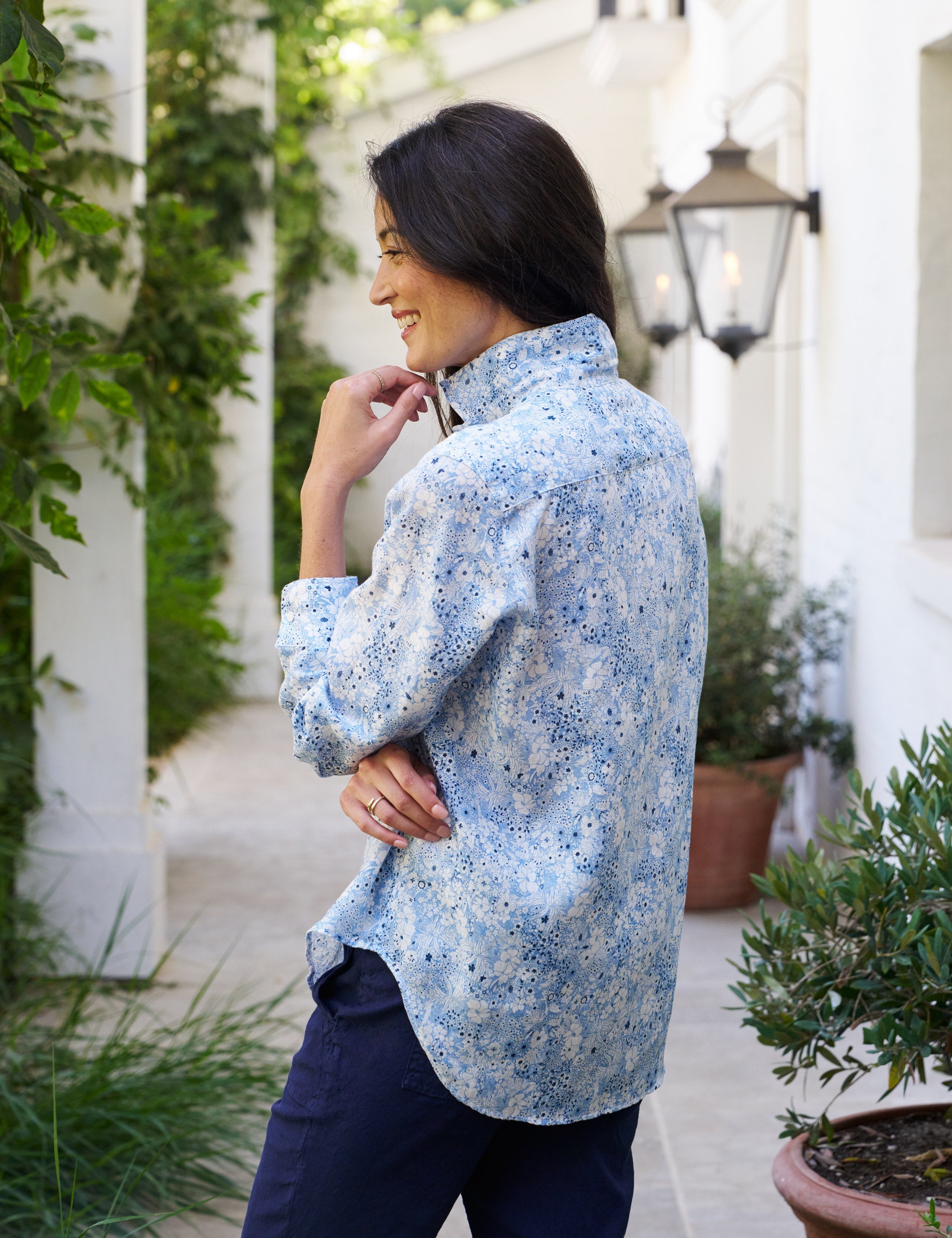 EILEEN Blue Floral, Italian Classic Linen – ReLoved by Frank & Eileen