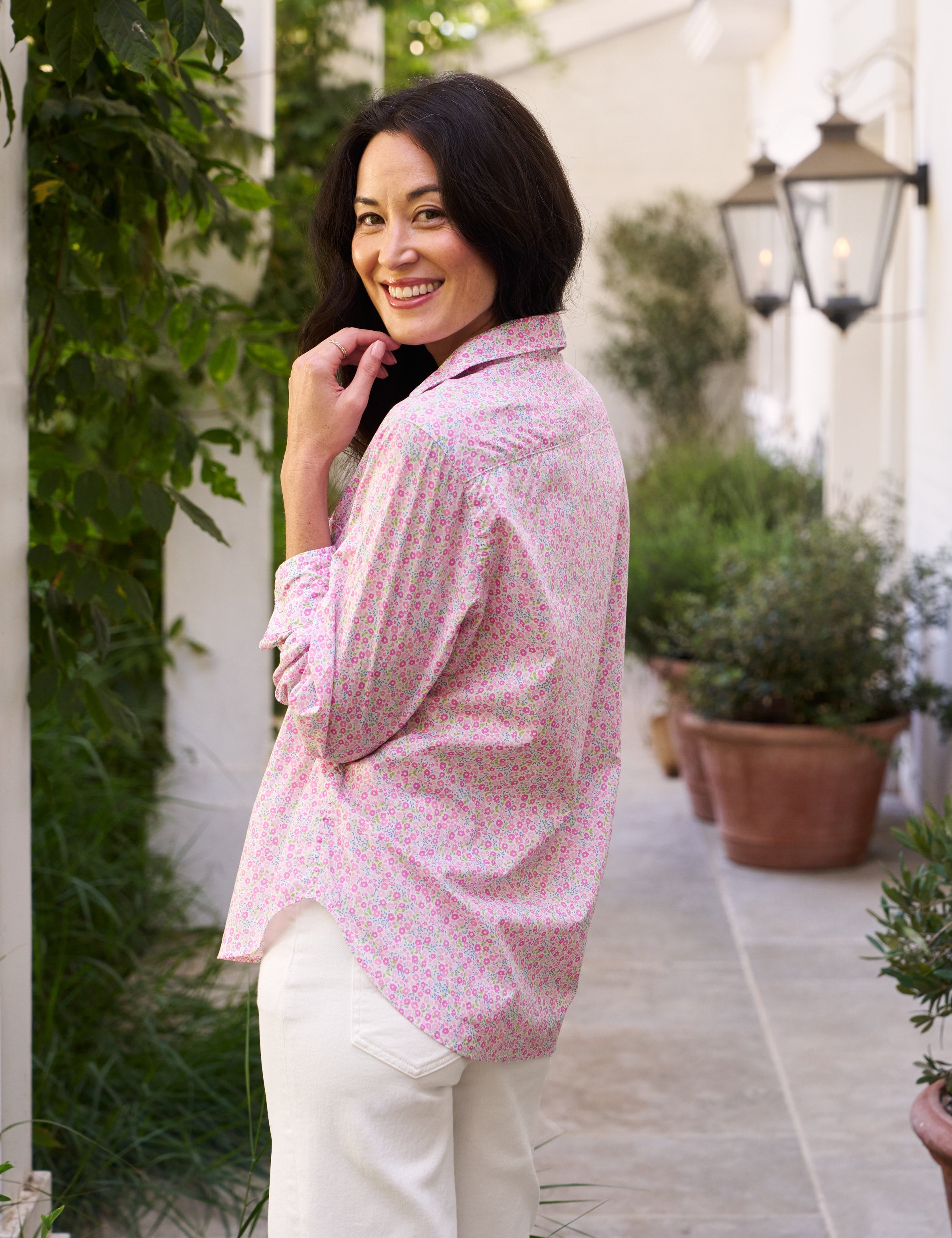 Eileen, Relaxed Button-Up Shirt, Pink Floral – ReLoved by Frank