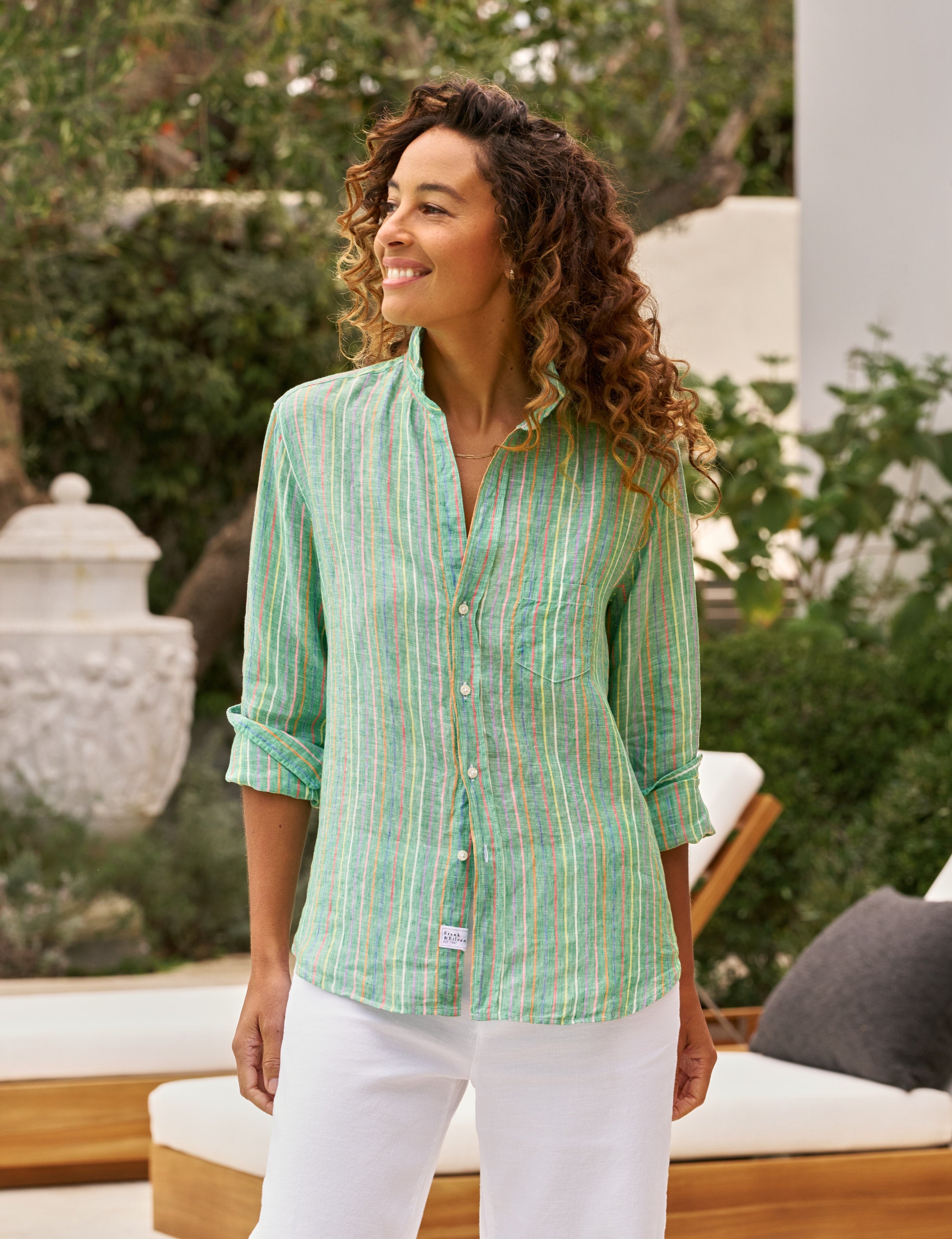 EILEEN Green Multi Stripe, Italian Classic Linen – ReLoved by