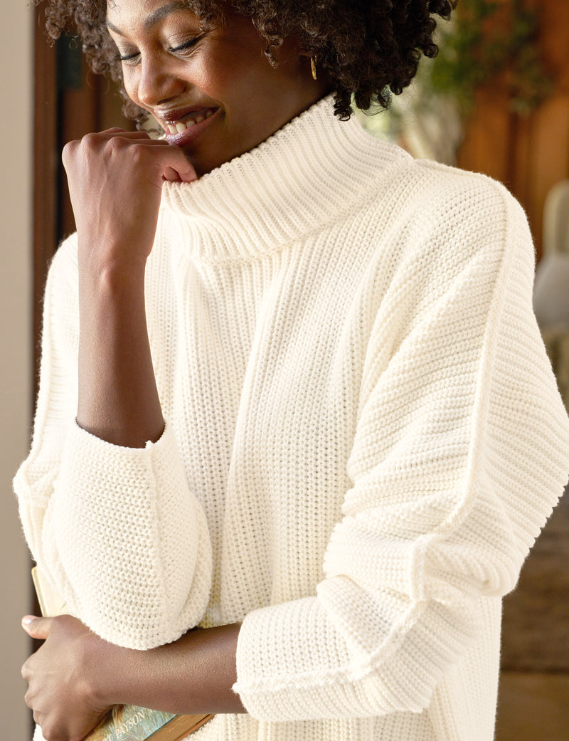 MONTECITO TURTLENECK Ivory, Pure Italian Cotton