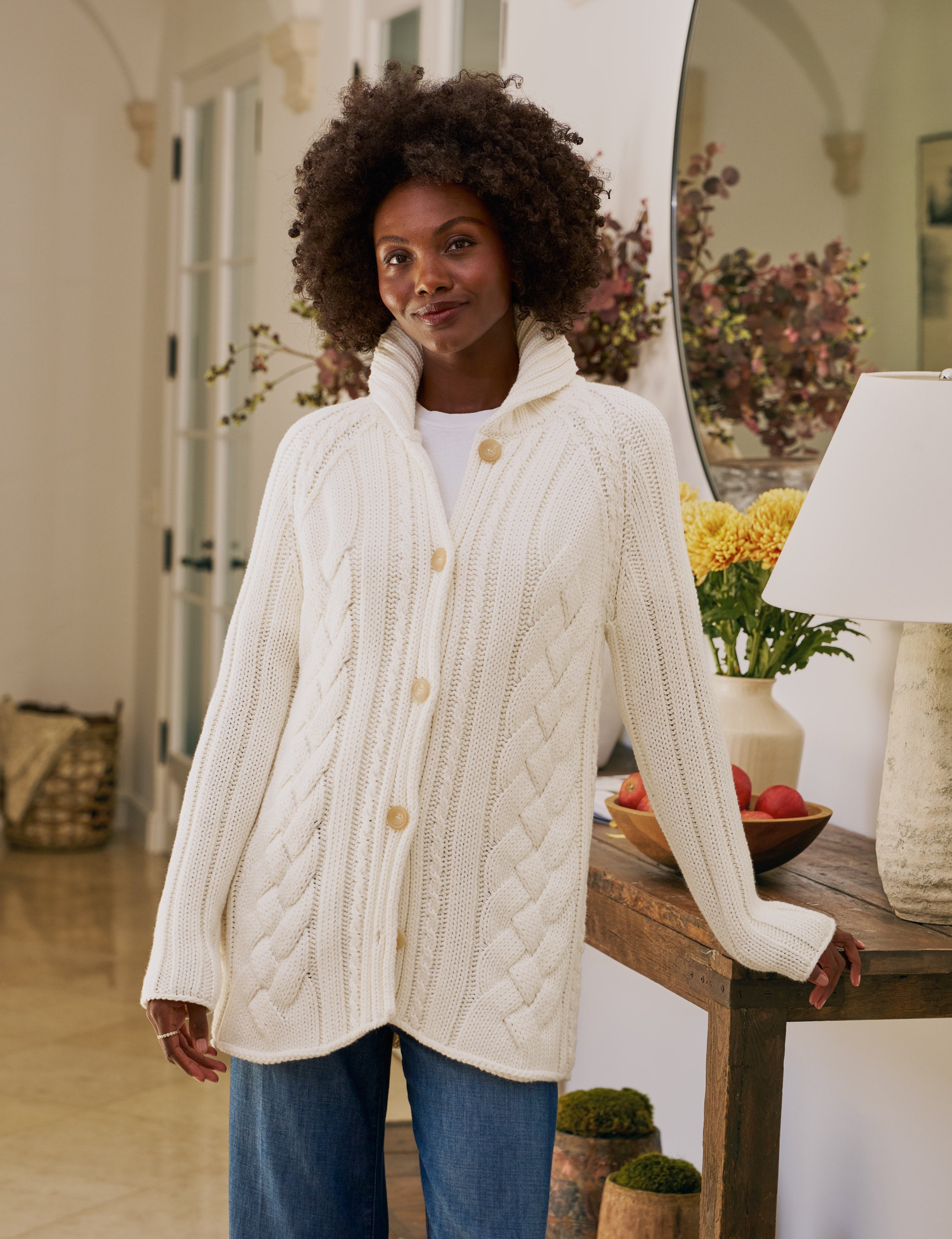 Cotswolds, Cable Knit Cardigan, White – ReLoved by Frank & Eileen