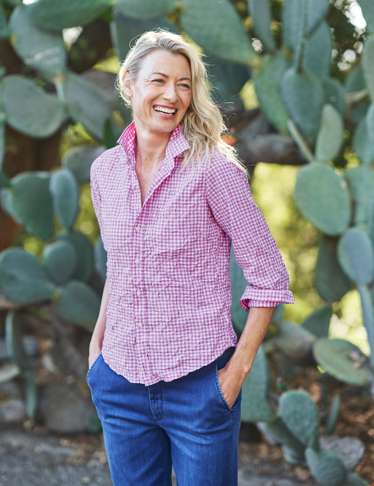 Barry, Tailored Button-Up Shirt, Pink Check – ReLoved by Frank 
