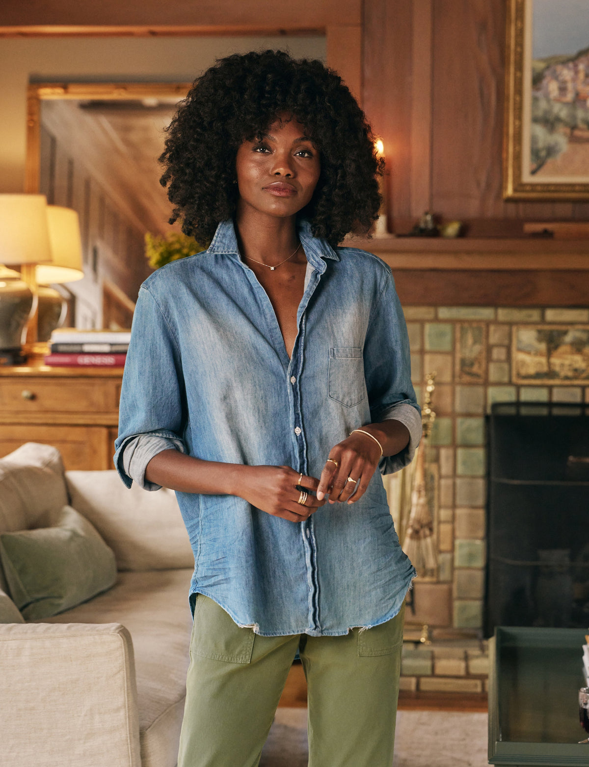 Eileen, Relaxed Button-Up Shirt, Vintage Blue Denim – ReLoved by 
