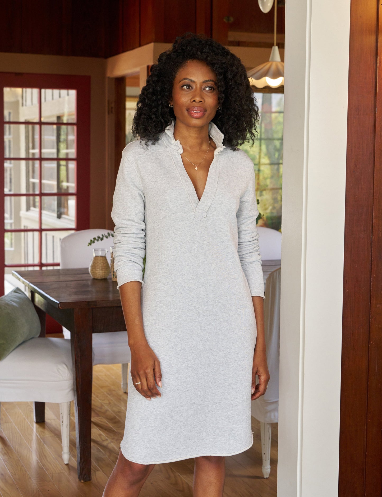 chinese dress ladies Nicole, Henley Dress, Gray Melange – ReLoved by Frank & Eileen