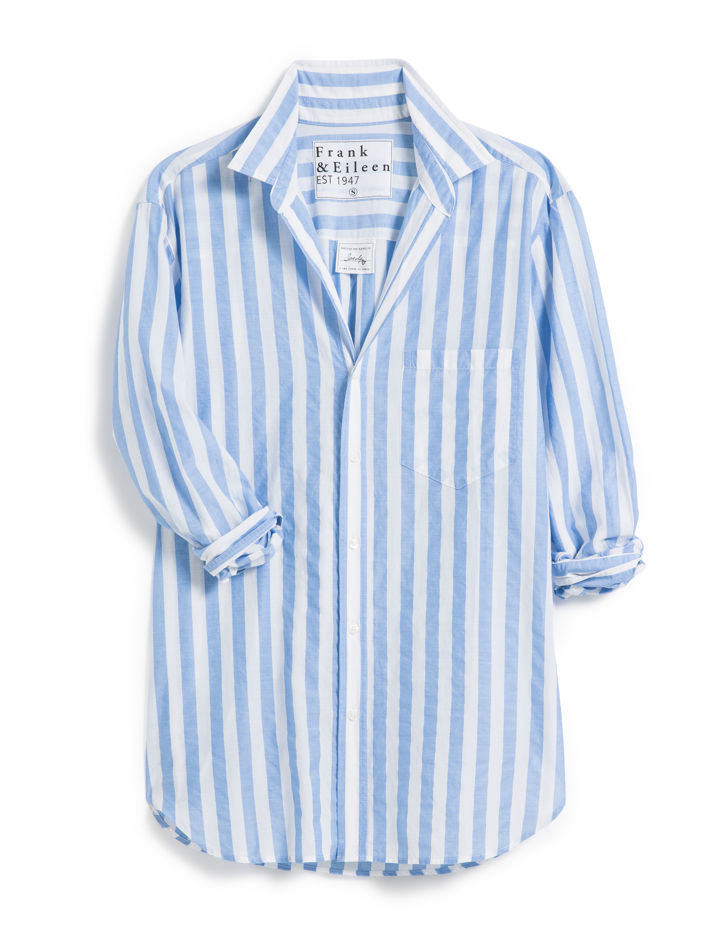 Joedy, Boyfriend Button-Up Shirt, White and Blue Stripe