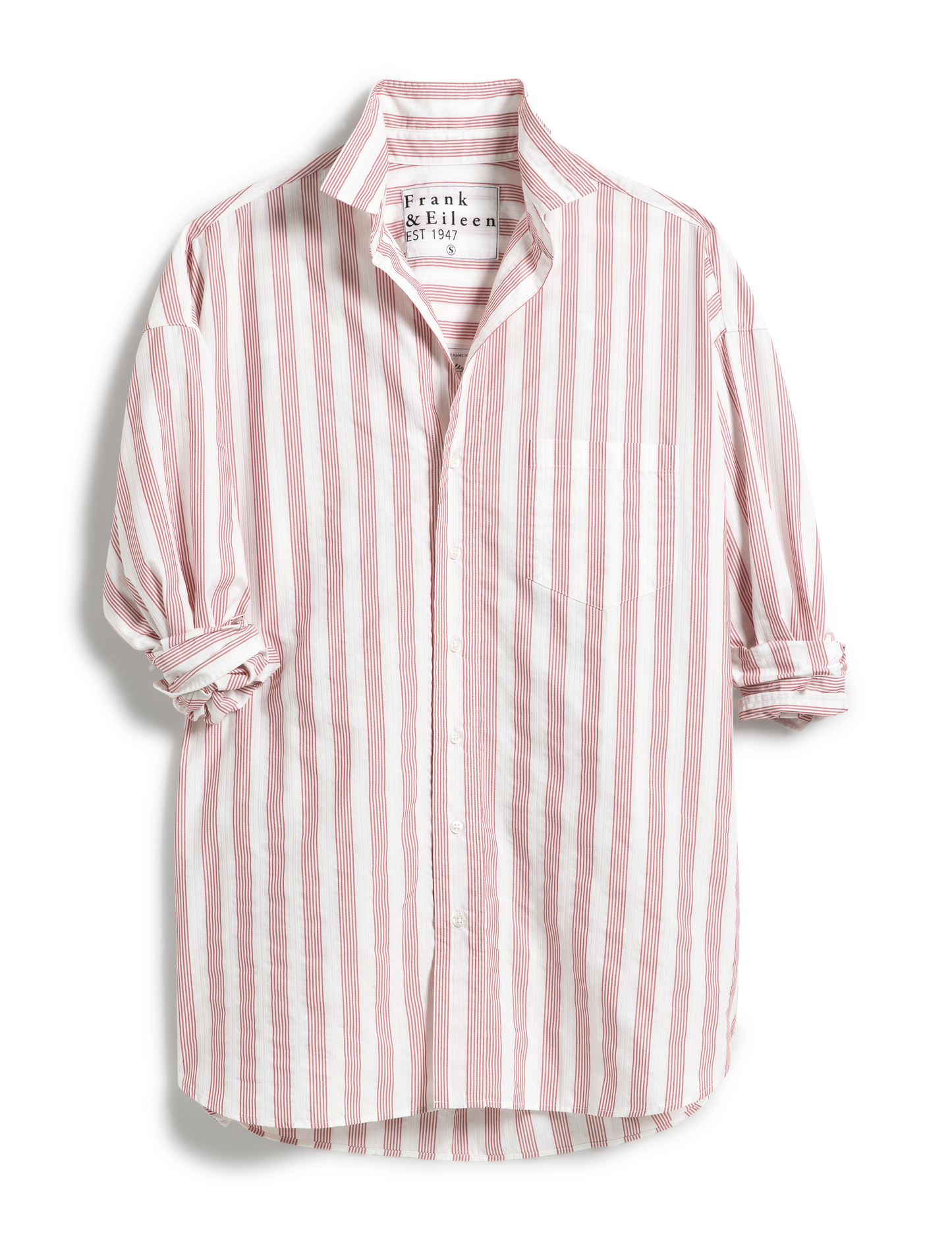 Shirley, Oversized Button-Up Shirt, Red Stripe – ReLoved by Frank