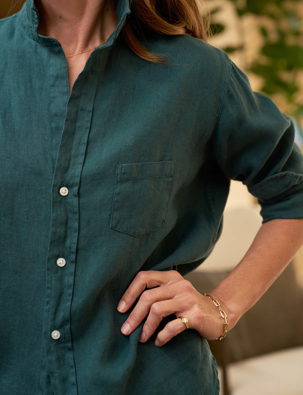 Eileen, Relaxed Button-Up Shirt, Dark Green – ReLoved by Frank 