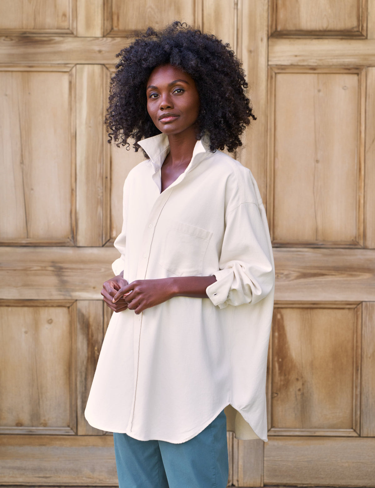 Mackenzie, One-Size Button-Up Shirt, White Flannel – ReLoved by 