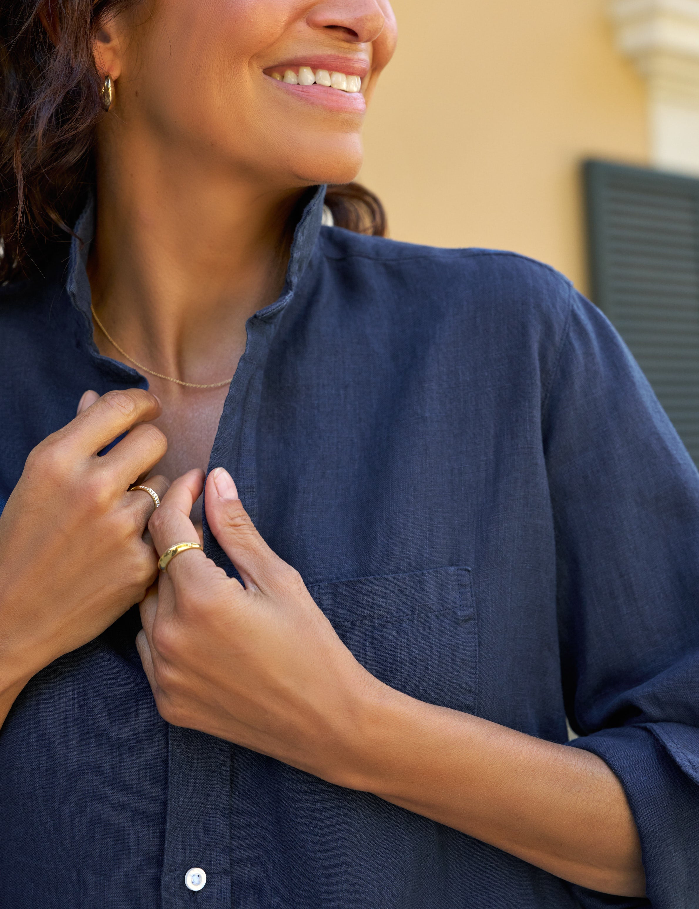 Eileen, Relaxed Button-Up Shirt, Navy – ReLoved by Frank & Eileen