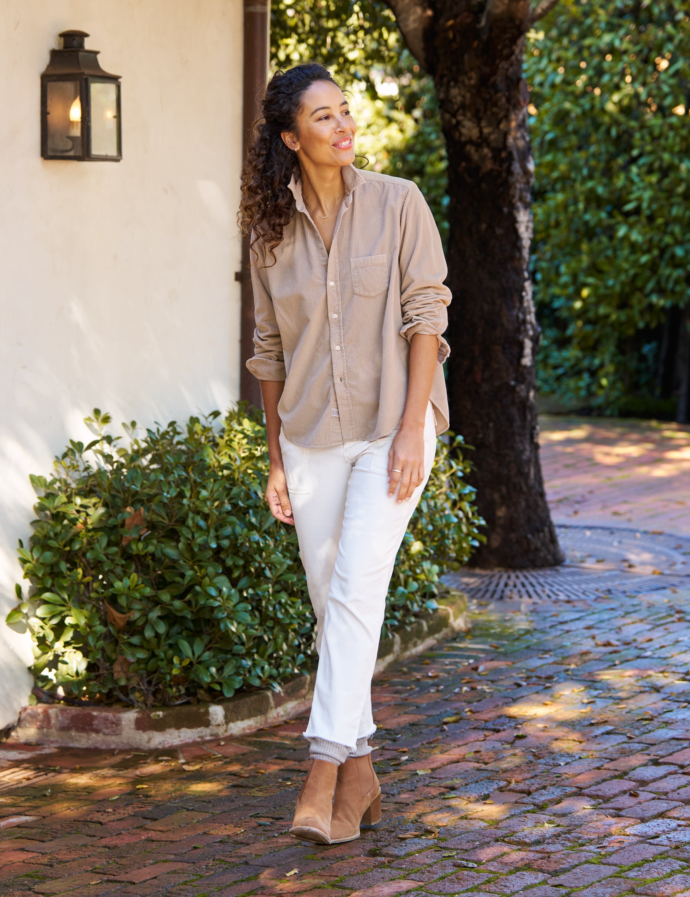 Eileen, Relaxed Button-Up Shirt, Tan Corduroy – ReLoved by Frank