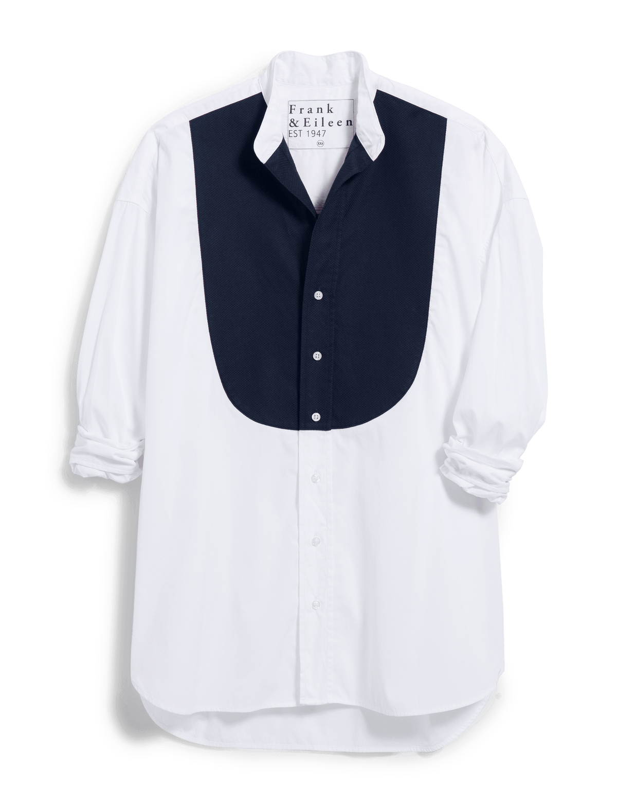 Victoria, Italian Tuxedo Shirt, White Navy Bib – ReLoved by Frank 