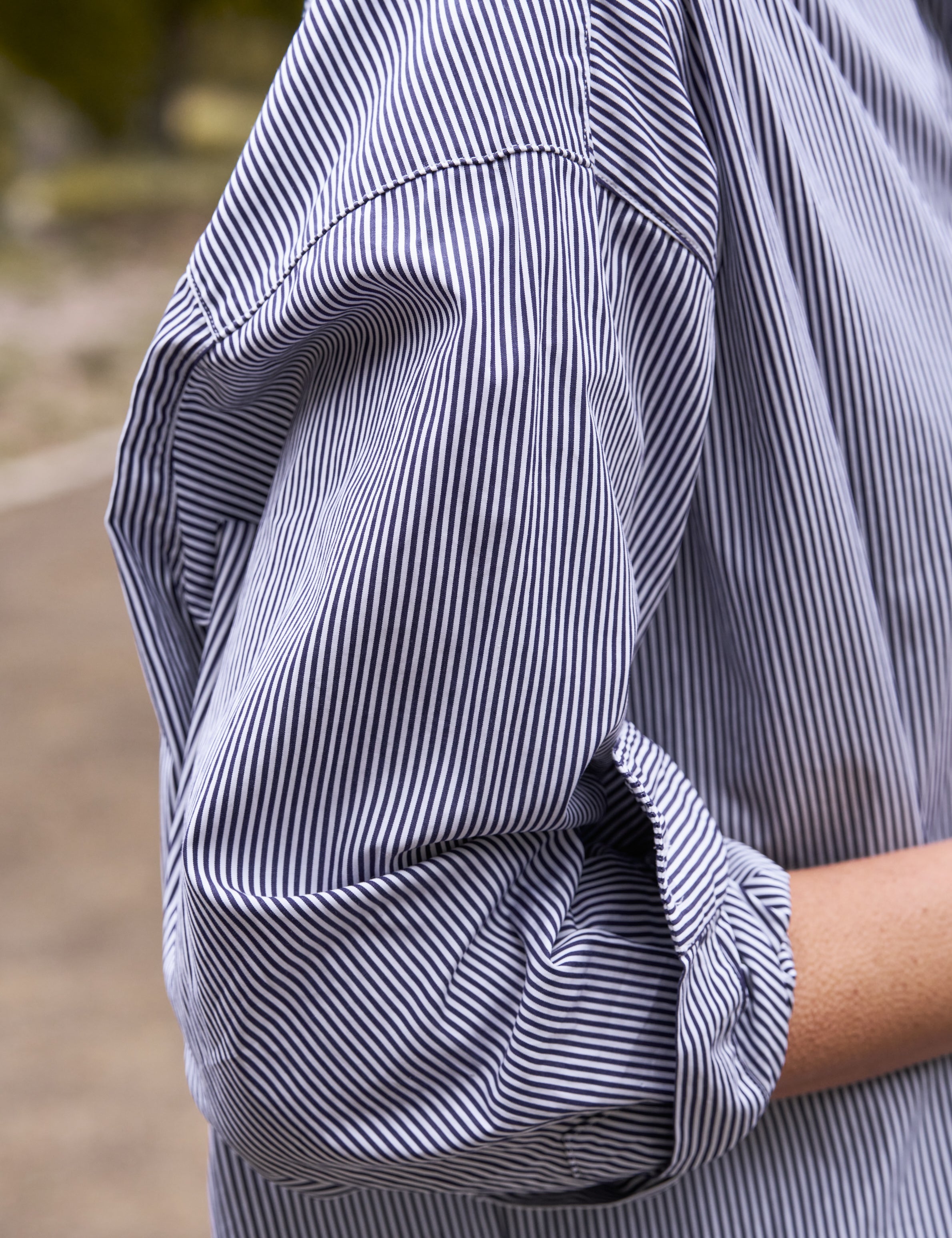 Shirley, Oversized Button-Up Shirt, Navy Stripe – ReLoved by Frank