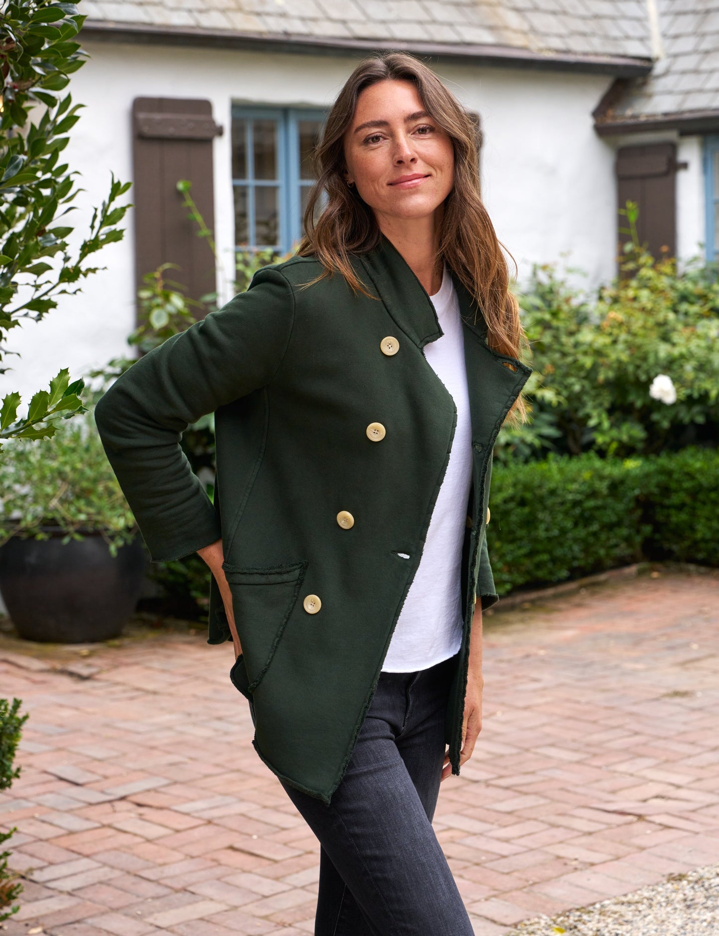 Dark Green Army Green Peacoat Lizzie Military Peacoat In Wool