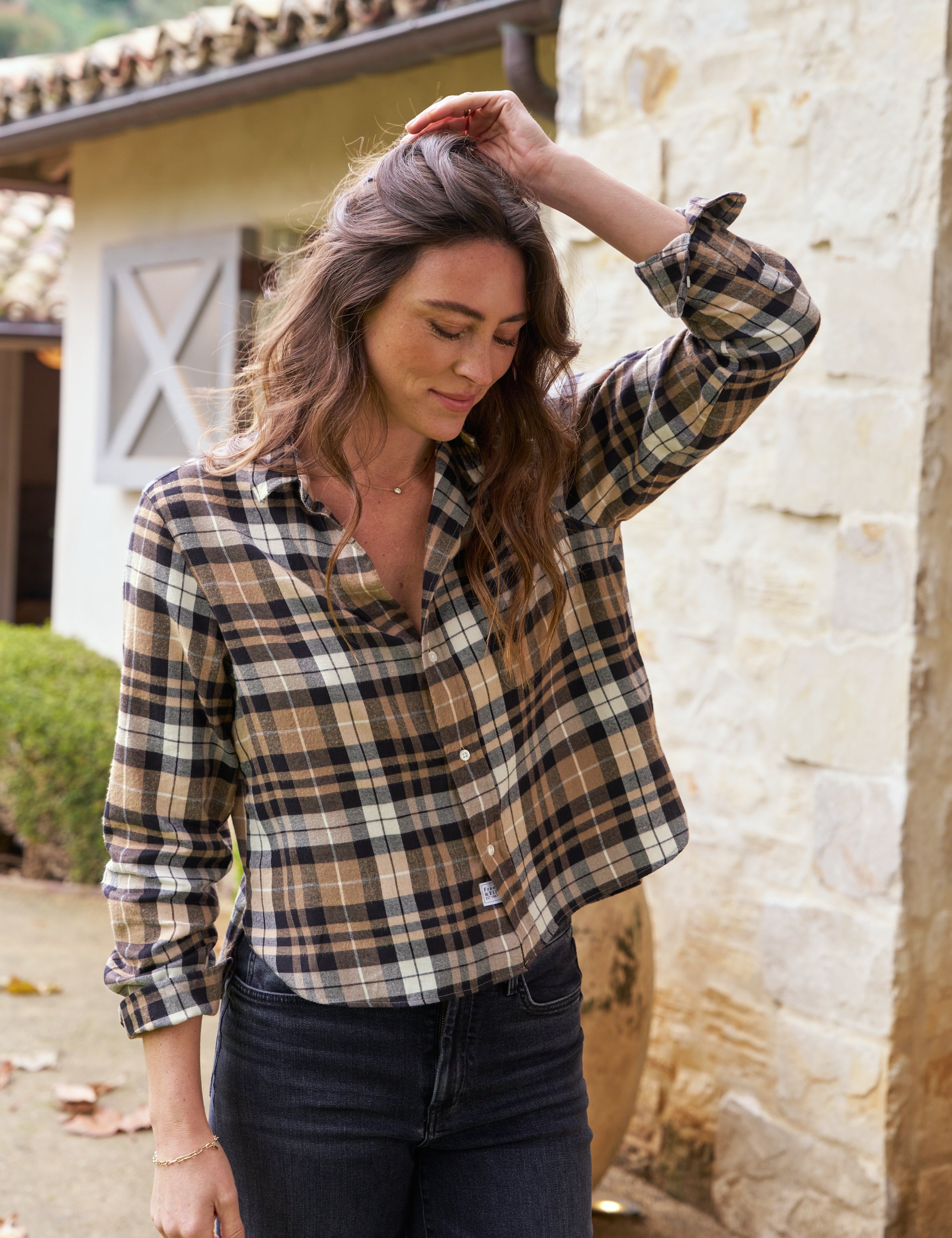 SILVIO Sand and Camel with Black Plaid, Italian Flannel – ReLoved