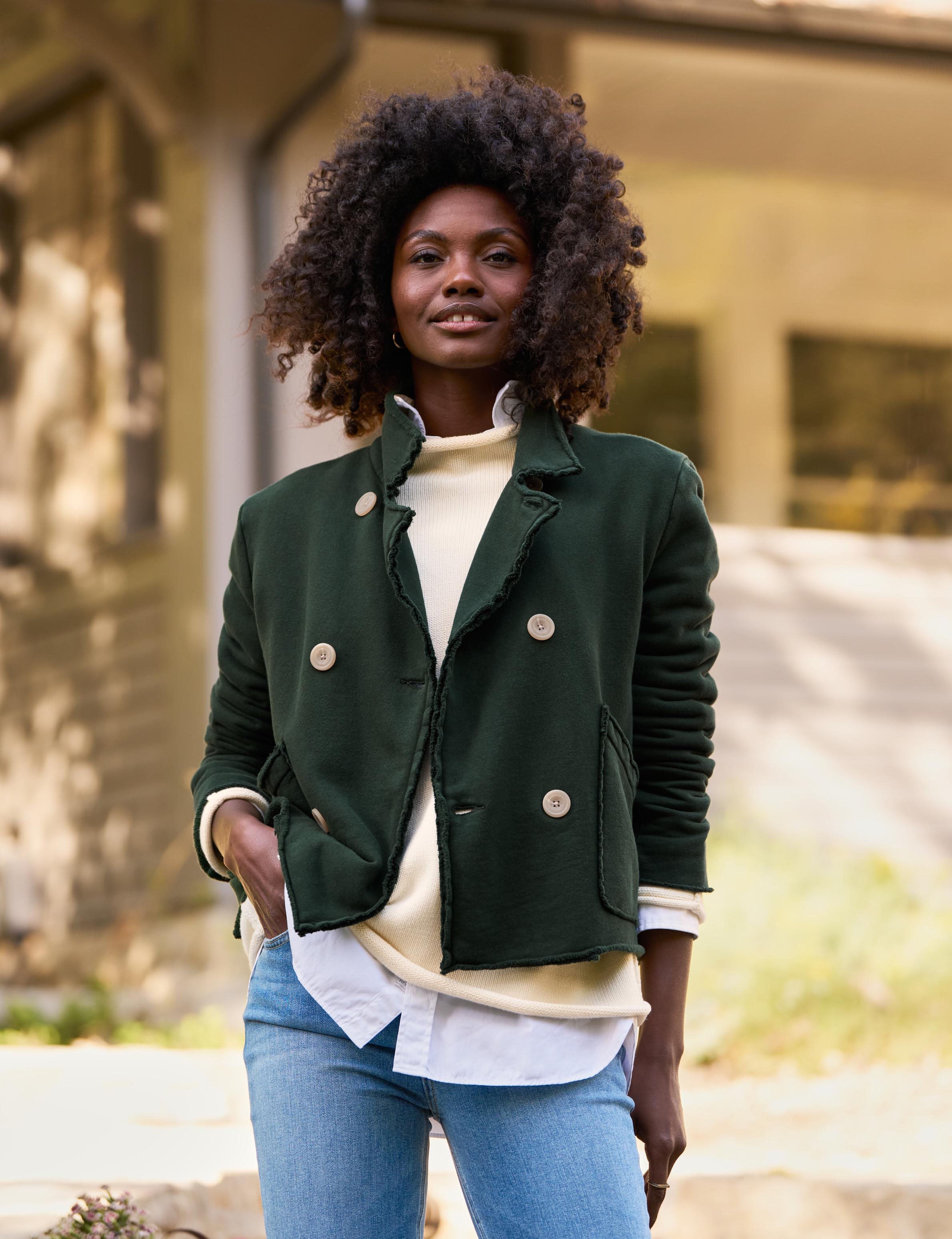 hunter green pea coat