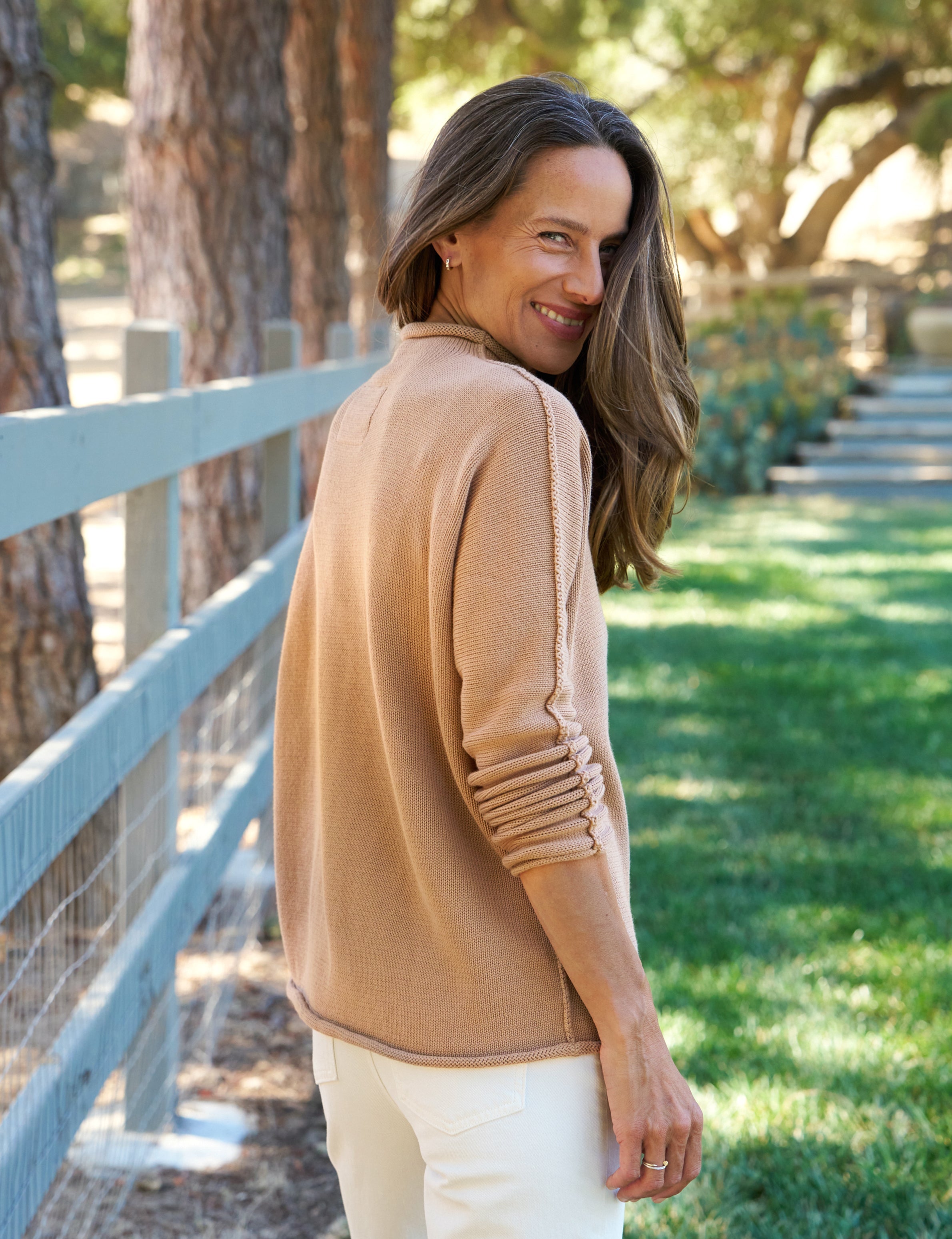 Monterey, Rolled Funnel Neck Sweater, Tan – ReLoved by Frank & Eileen