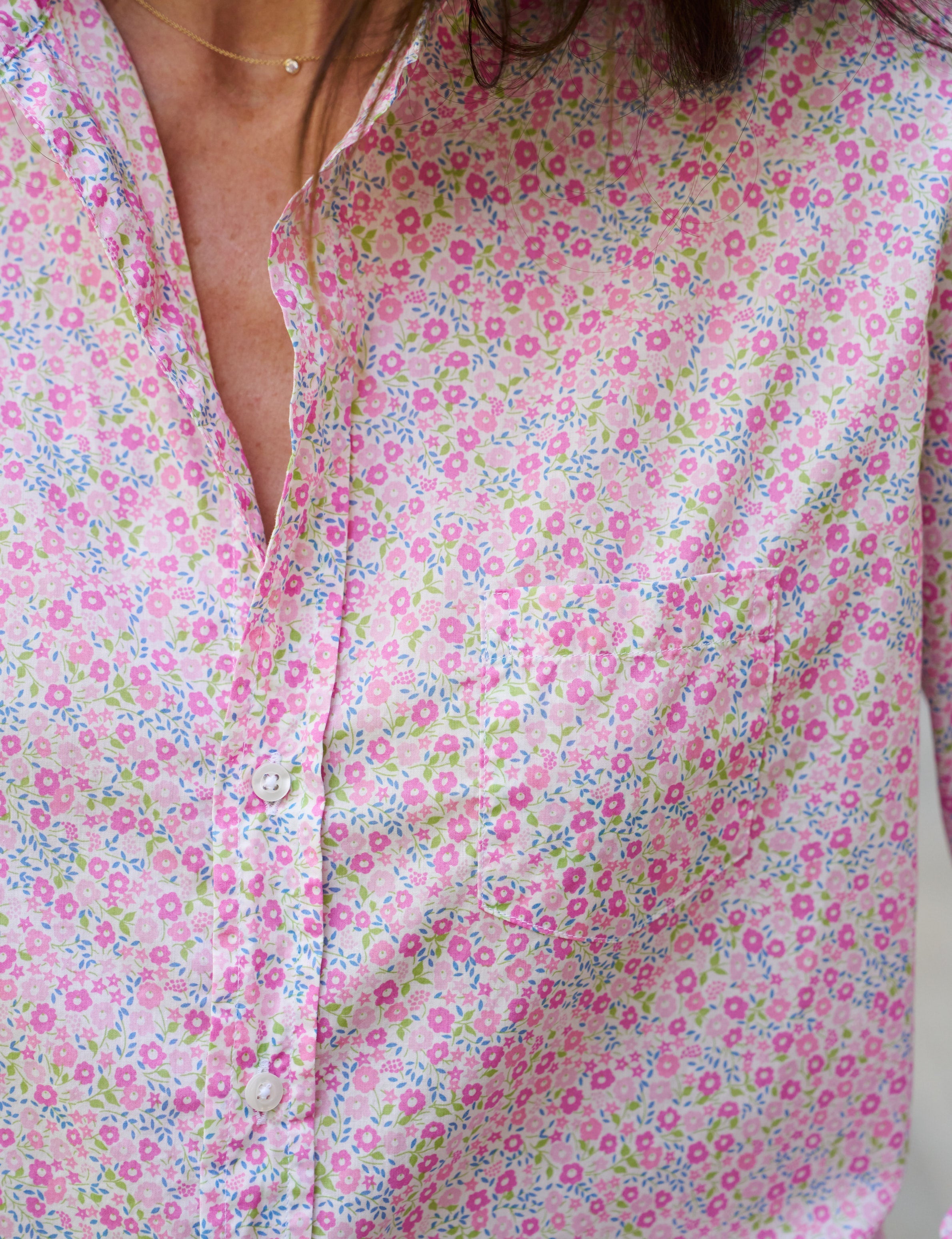 Eileen, Relaxed Button-Up Shirt, Pink Floral – ReLoved by Frank
