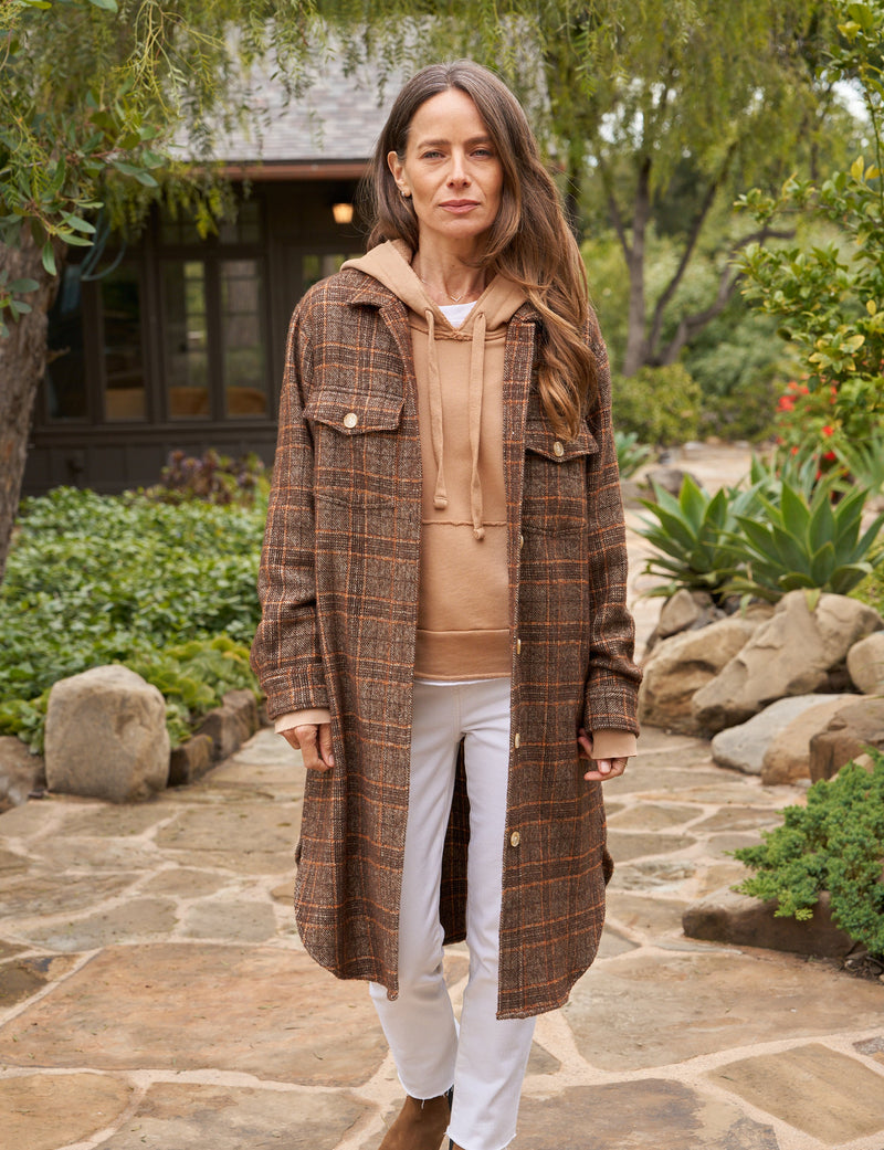 GAVIN Orange and Brown Plaid, Italian Bouclé Wool