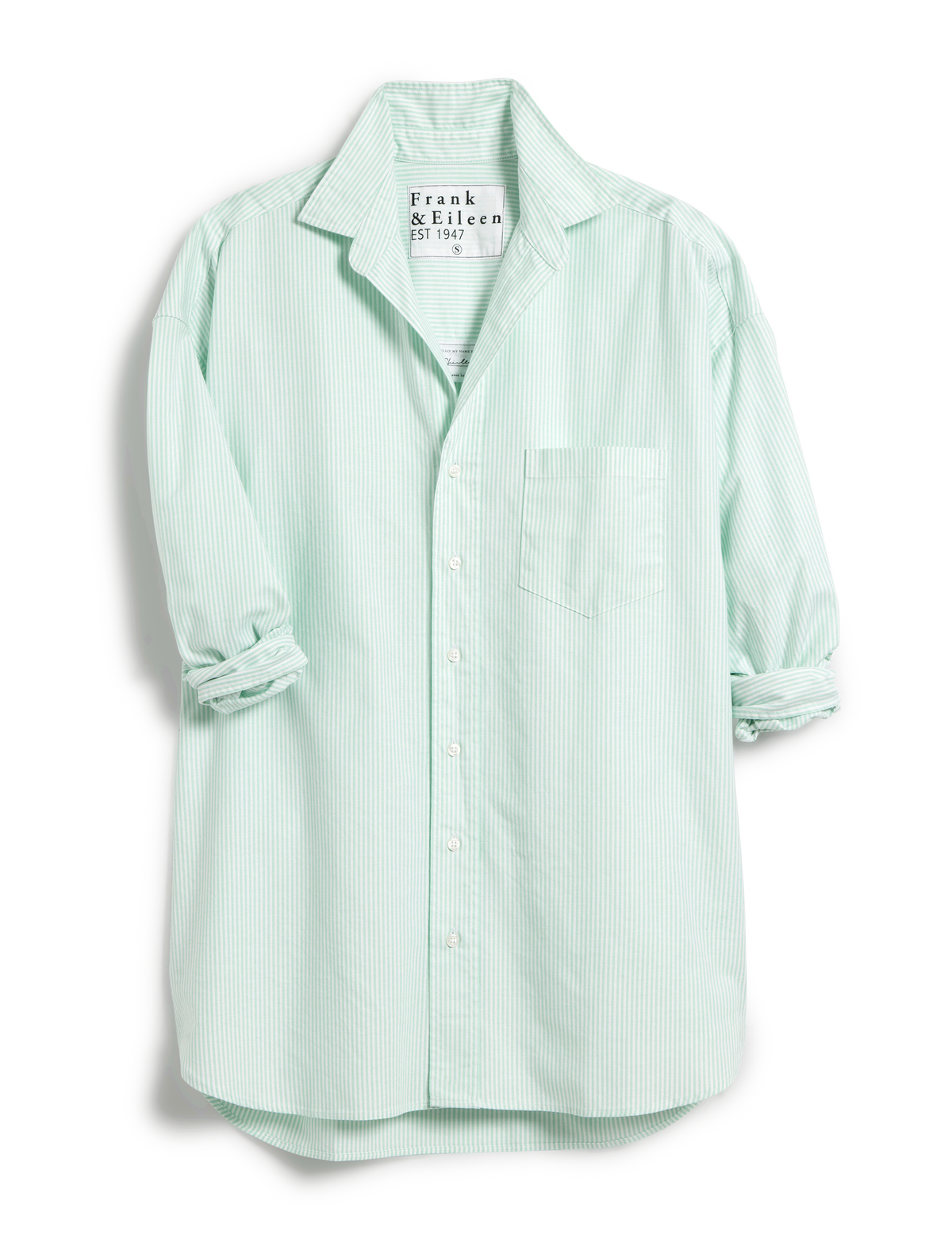 Shirley, Oversized Button-Up Shirt, Green Stripe – ReLoved by