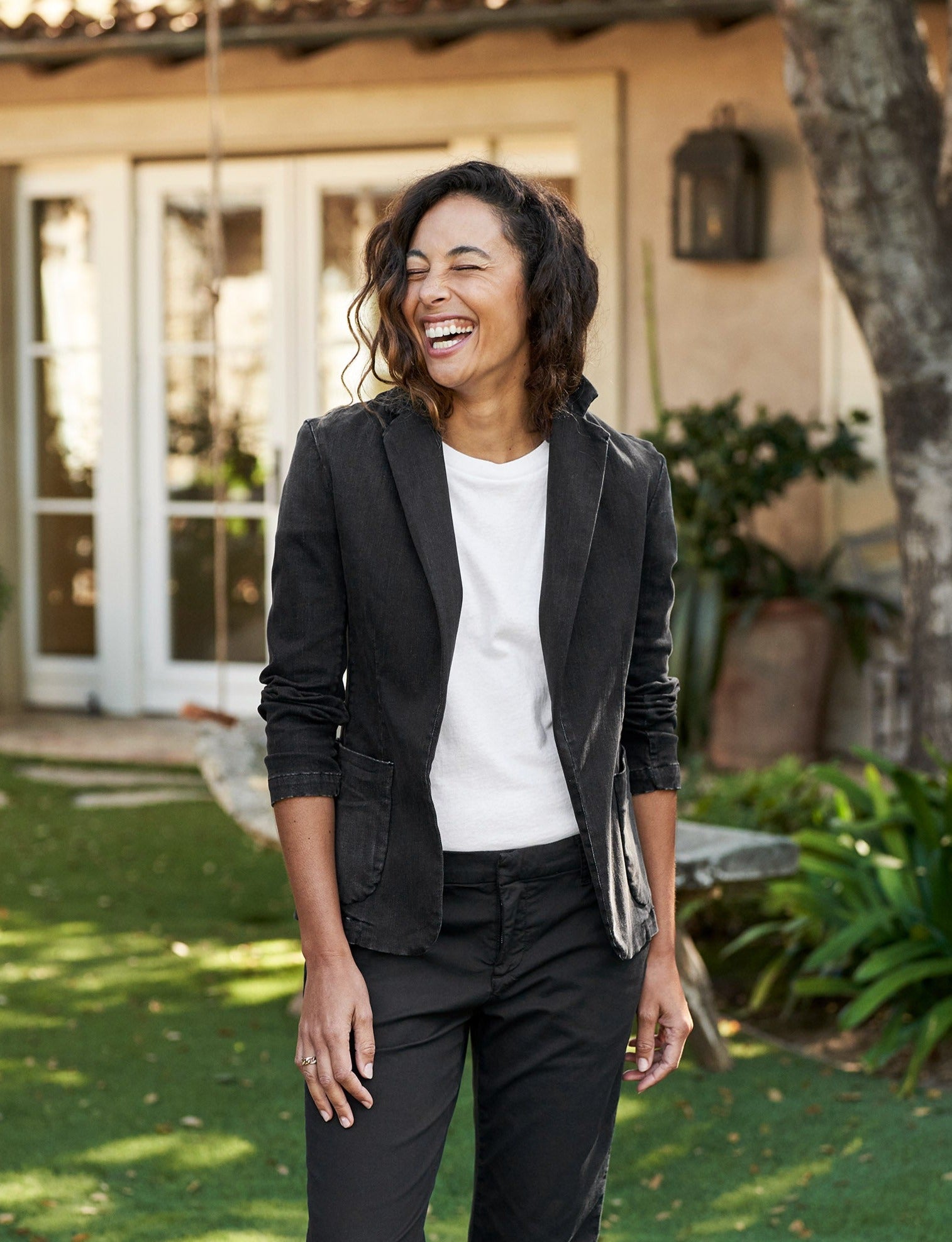 Dublin, Tailored Blazer, Black Denim – ReLoved by Frank & Eileen