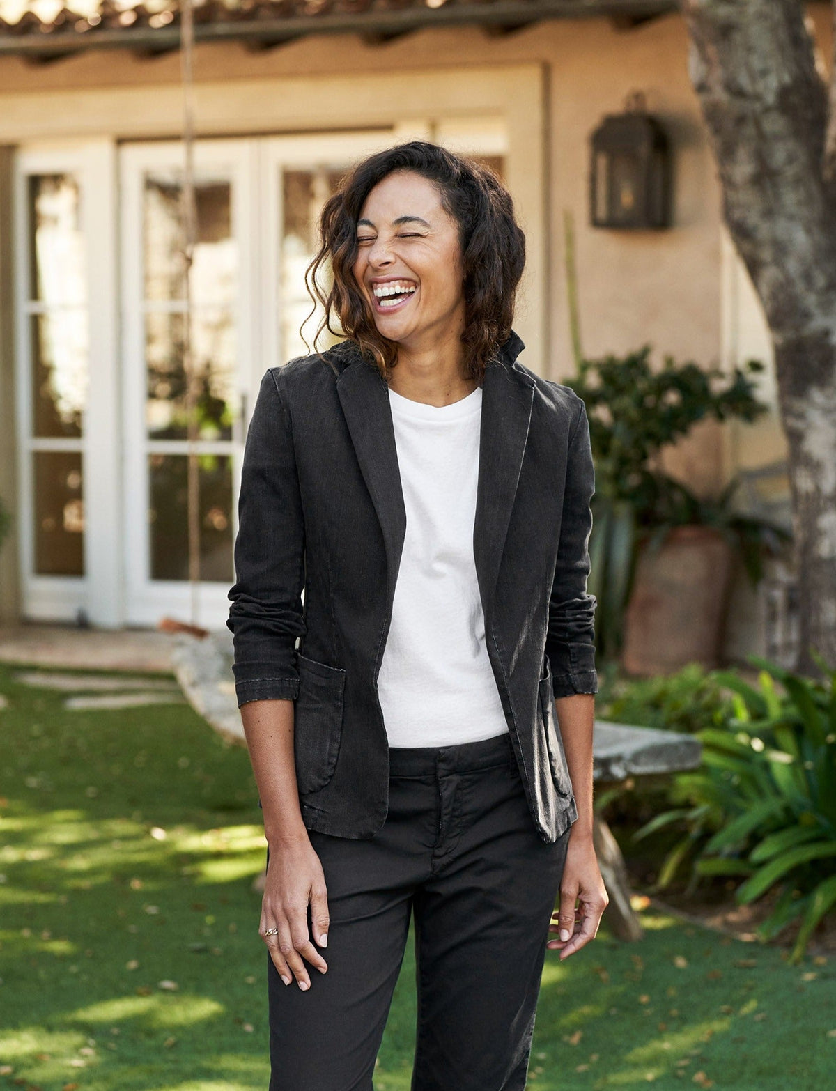 Dublin, Tailored Blazer, Black Denim – ReLoved by Frank & Eileen